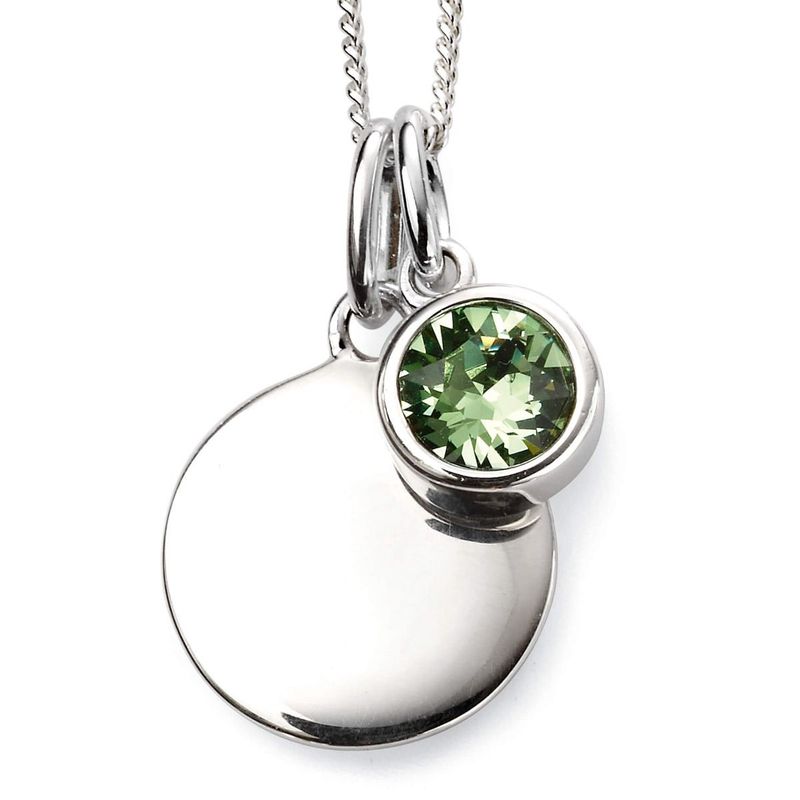 Silver Peridot Crystal August Birthstone Necklace