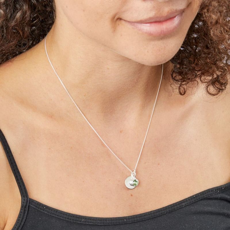 Silver Peridot Crystal August Birthstone Necklace