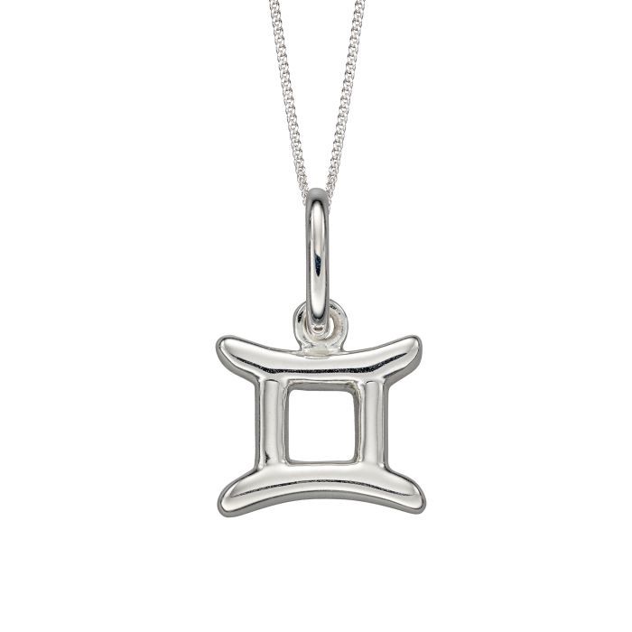 Silver Gemini Zodiac Birth Sign Pendant