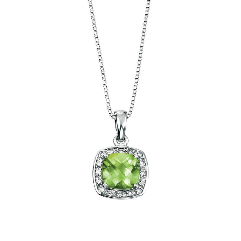 Peridot Pendant with Diamond Surround 9ct Gold