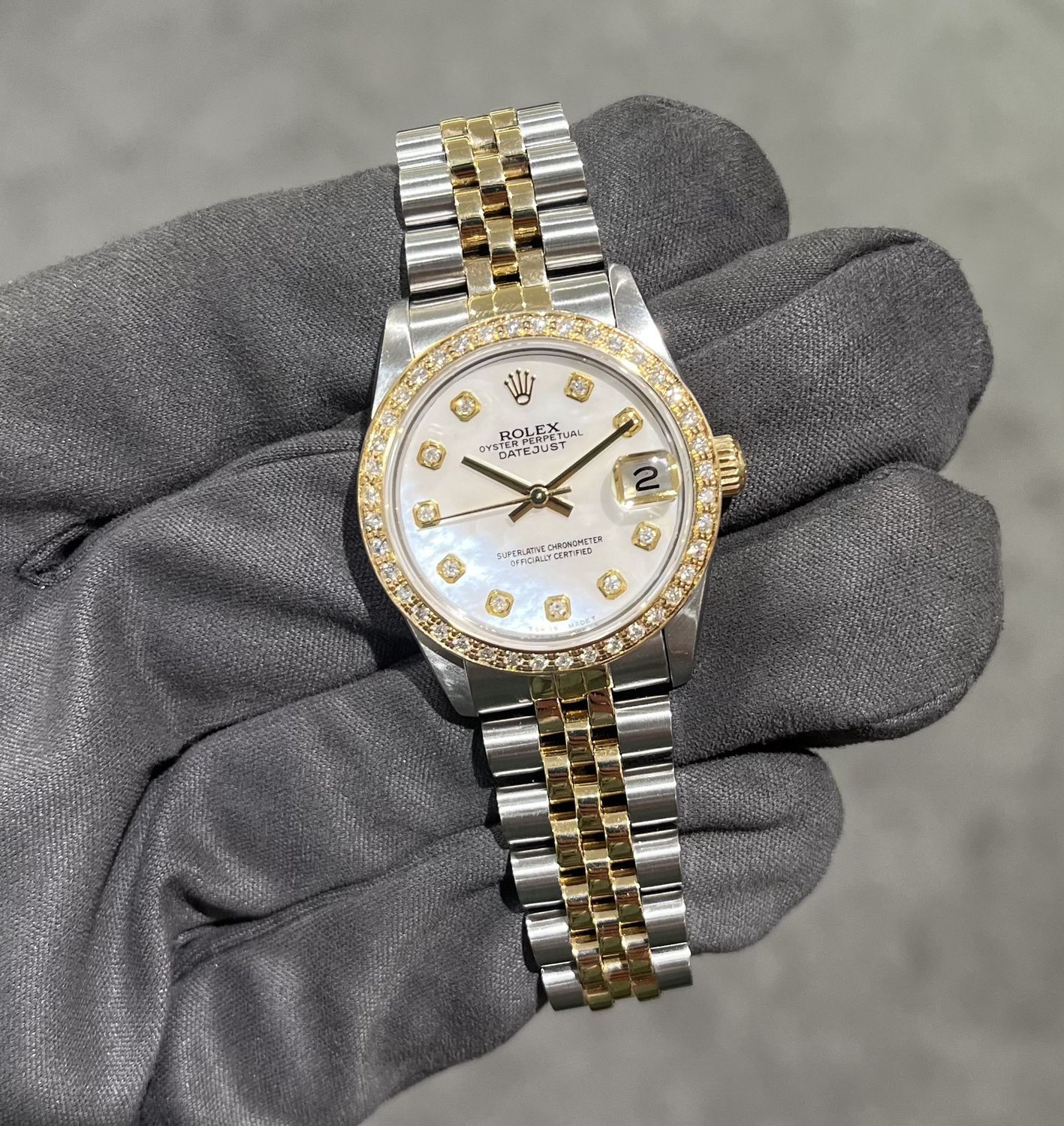 Pre-Owned Rolex Datejust Mid-Size Custom Diamond Dial &amp; Bezel 68273
