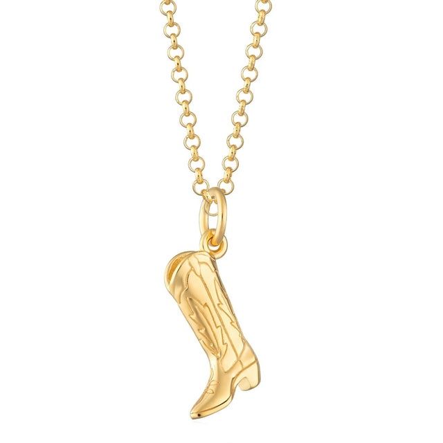 Cowboy Boot Necklace, Metal: 18K Gold Plated