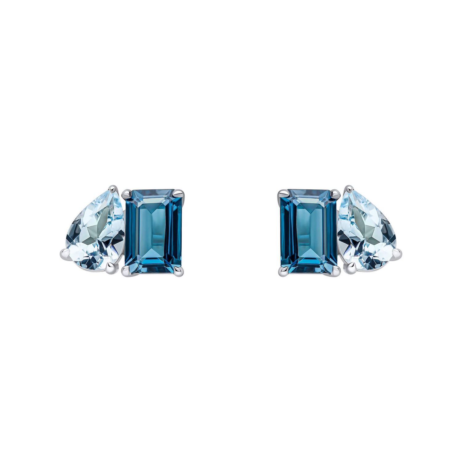 Toi et Moi Blue Topaz Stud Earrings 9ct Gold