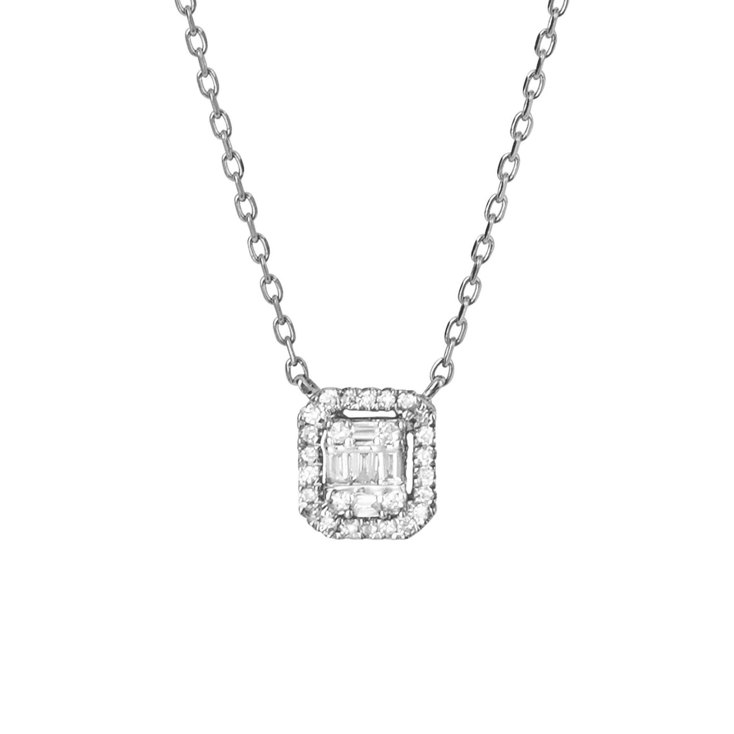 Pave Square Diamond Necklace 9ct Gold
