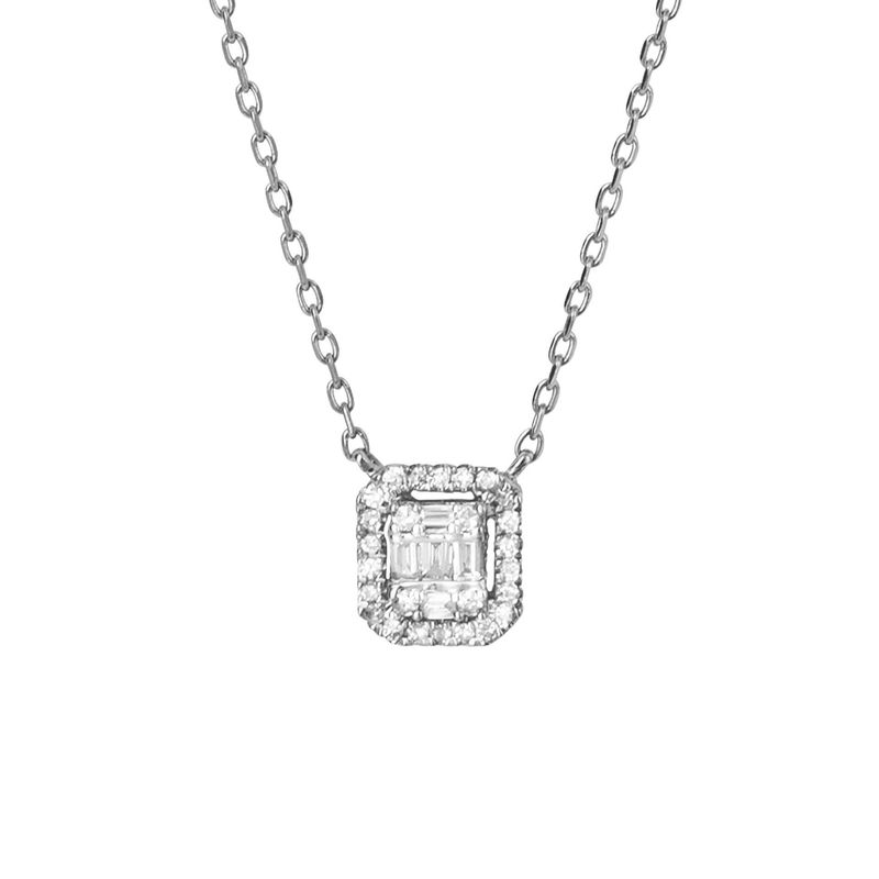 Pave Square Diamond Necklace 9ct Gold Pave Square Diamond Necklace 9ct Gold