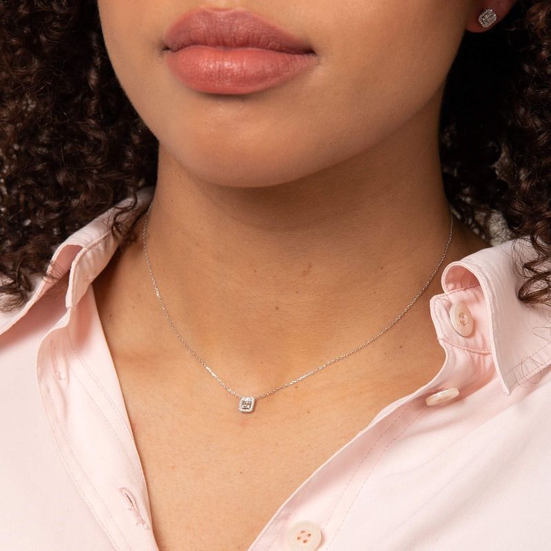 Pave Square Diamond Necklace 9ct Gold