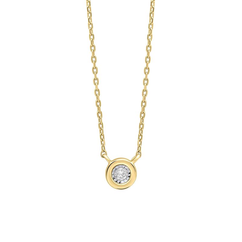 Round Bezel Diamond Necklace 9ct Gold Round Bezel Diamond Necklace 9ct Gold