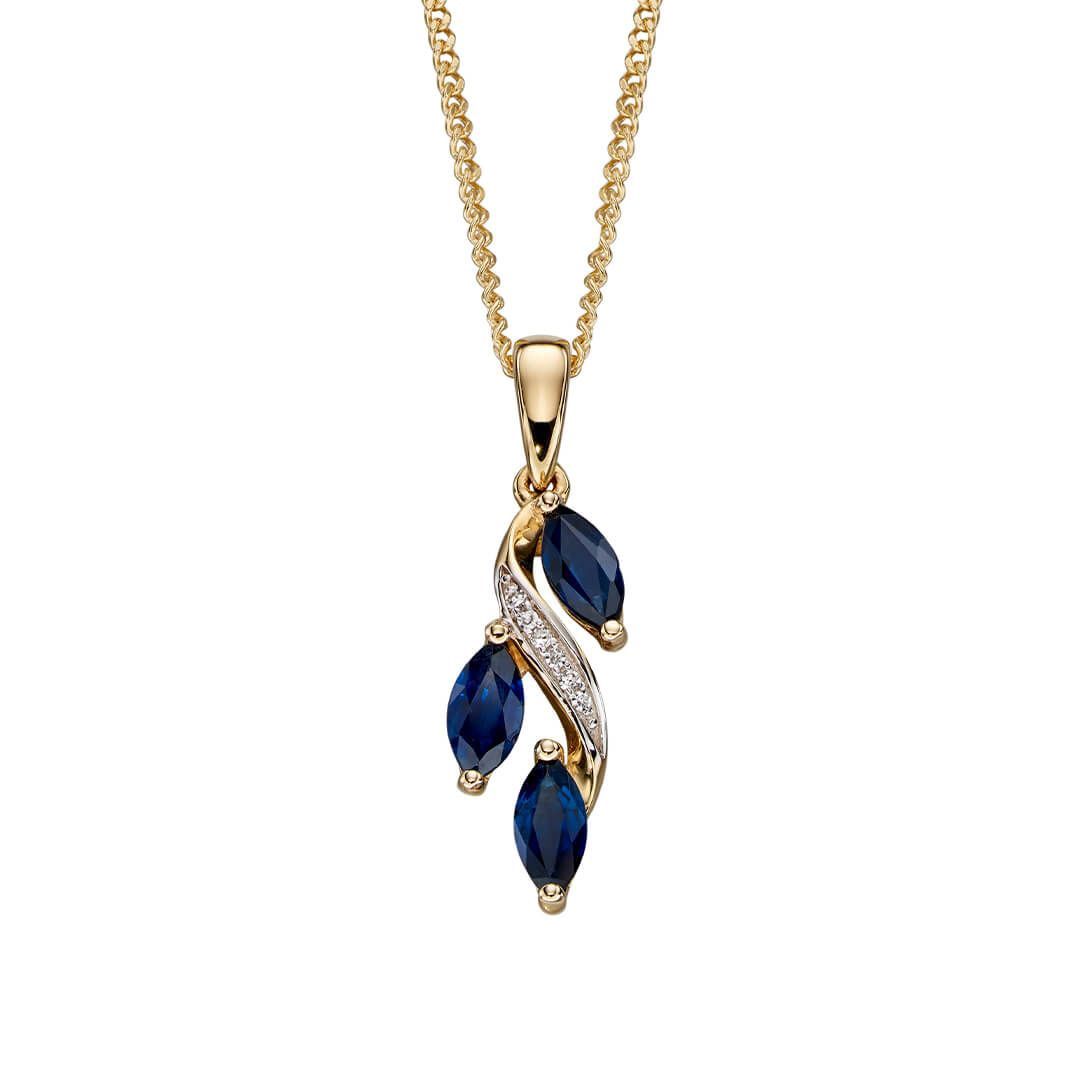 Blue Sapphire and Diamond Pendant 9ct Gold