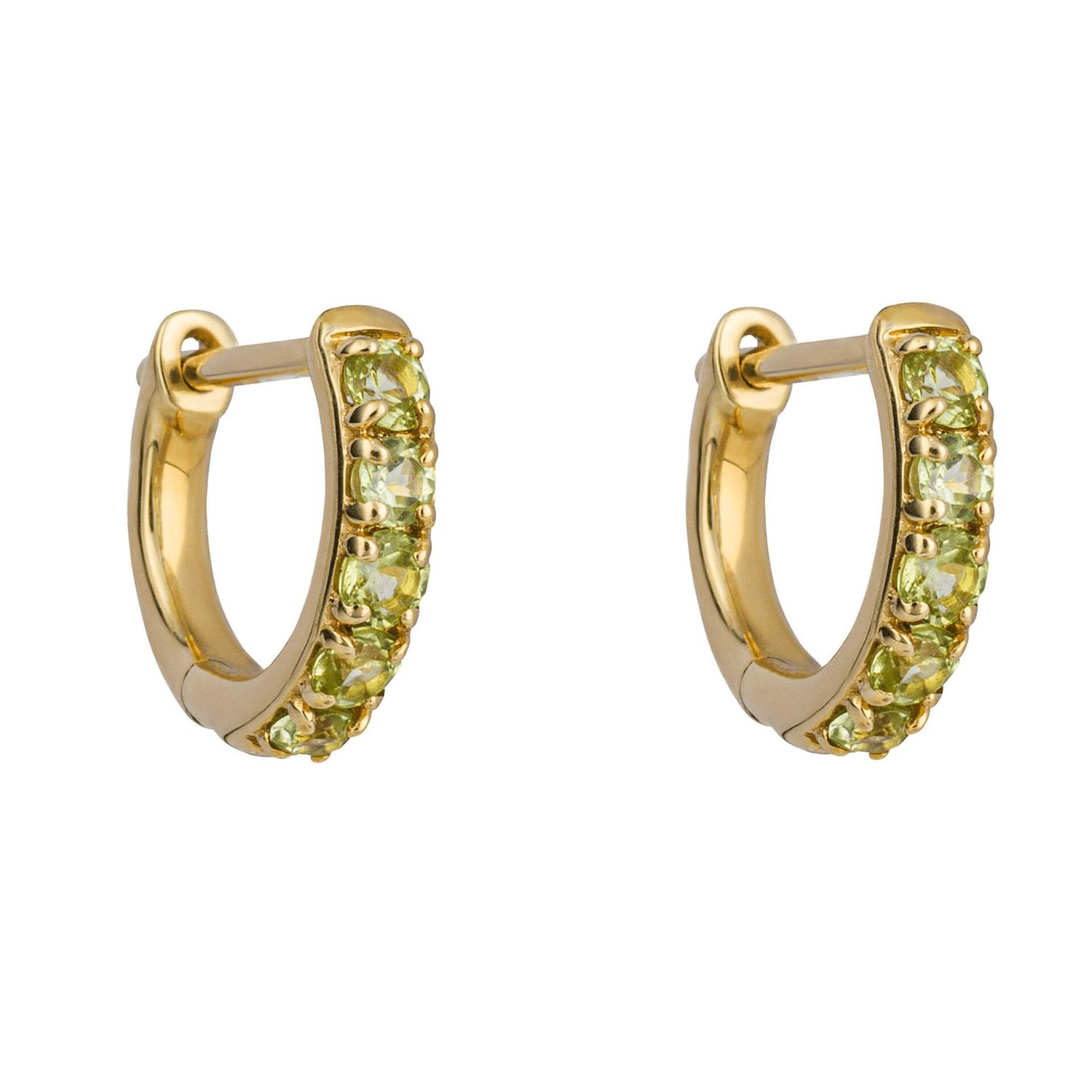 Hoop Earrings 9ct Gold, Stone: Peridot