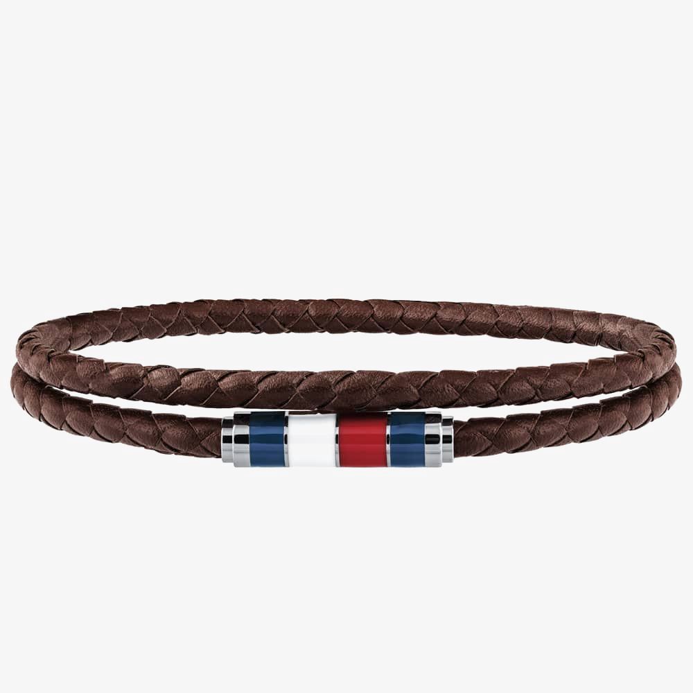 Tommy Hilfiger Brown Leather Braided Bracelet
