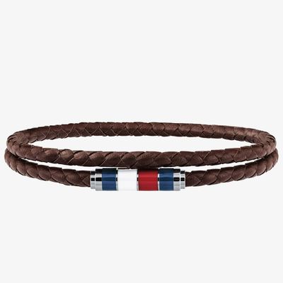 Tommy Hilfiger Brown Leather Braided Bracelet
