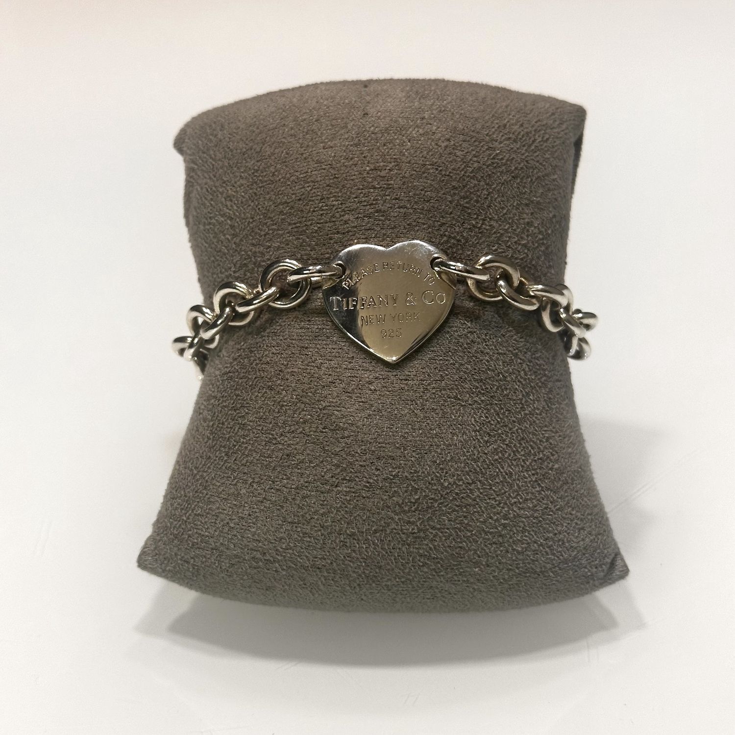 Pre-Owned Tiffany&amp;Co Silver Heart Tag Belcher Bracelet