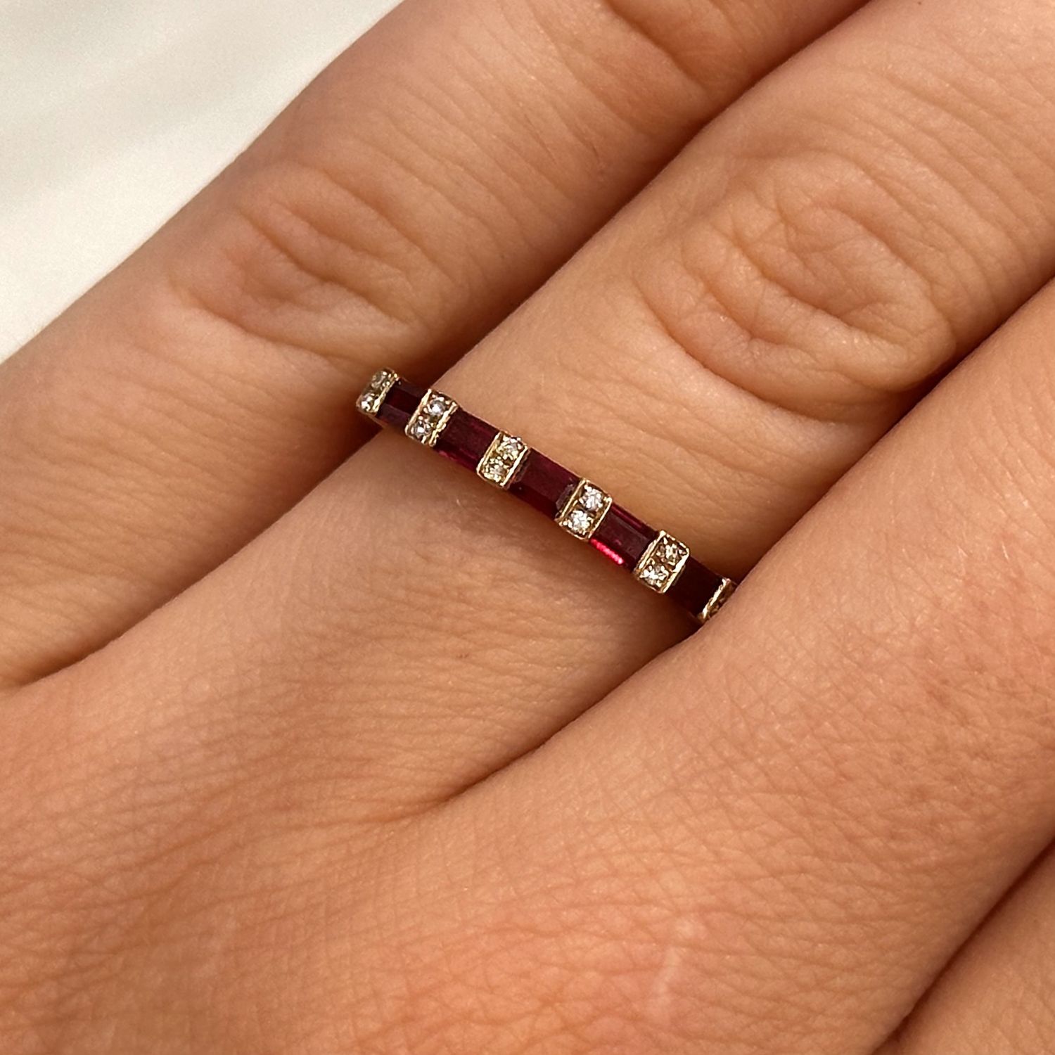 9ct Yellow Gold Ruby &amp; Diamonds Eternity Ring