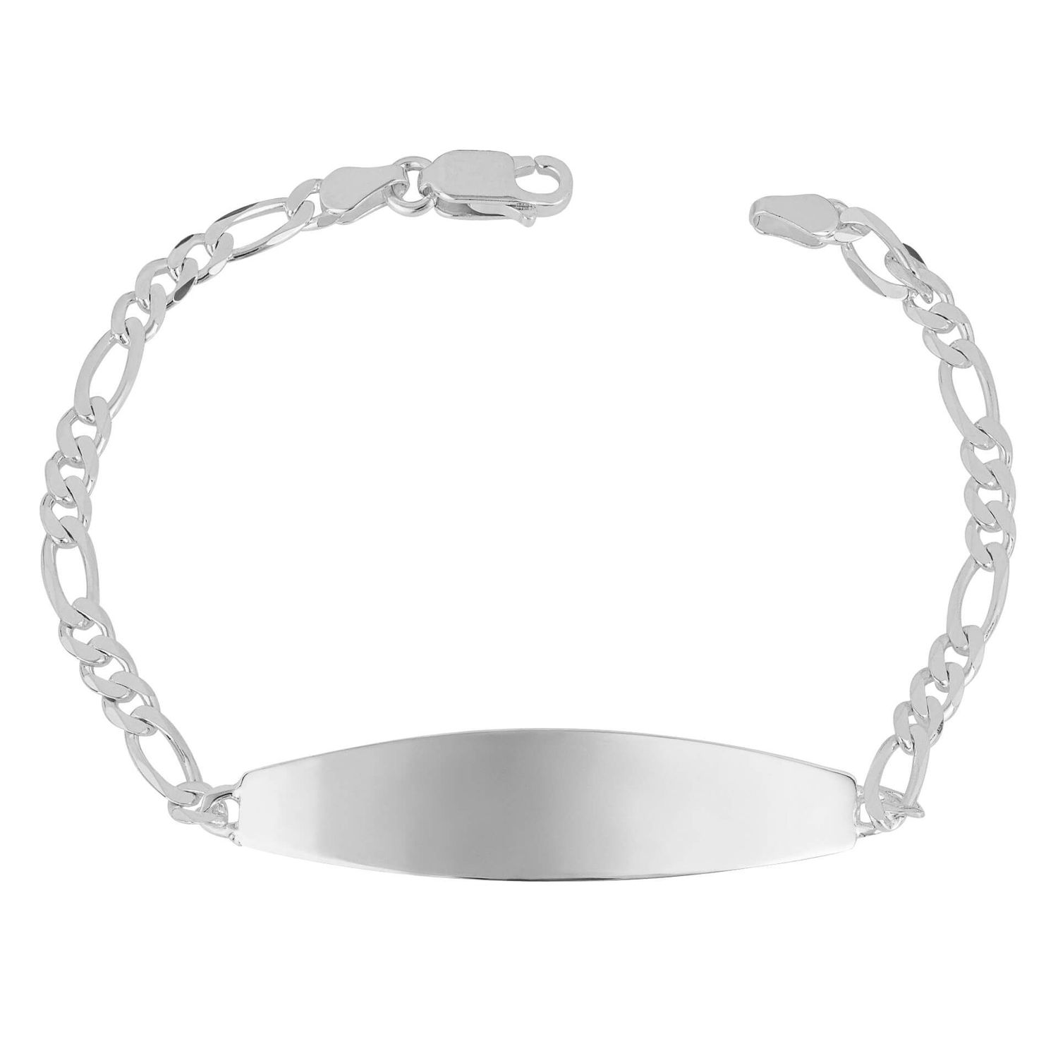 Silver ID Bar Curb Chain Bracelet