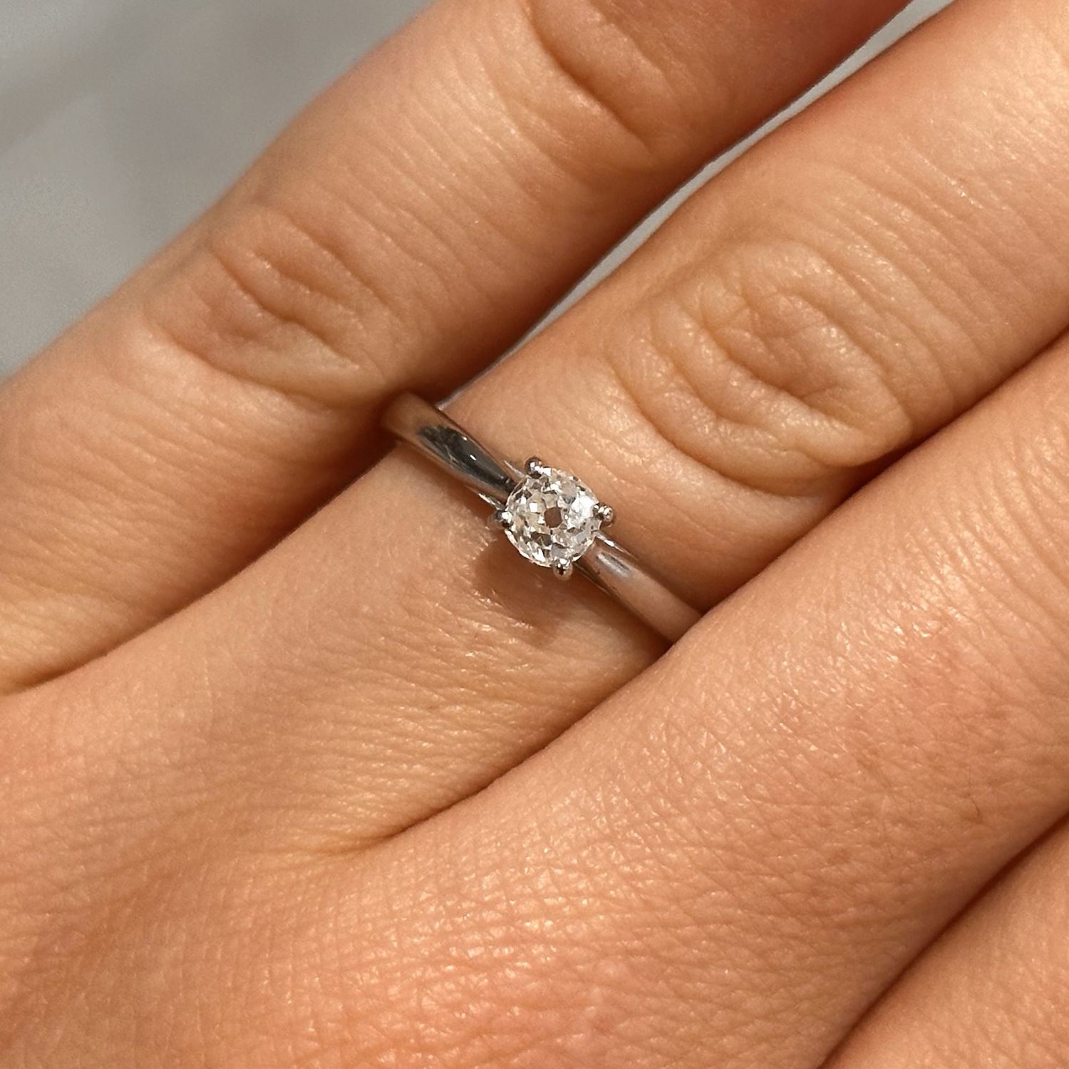 18ct White Gold 0.37ct Old Cut Diamond Solitaire Ring