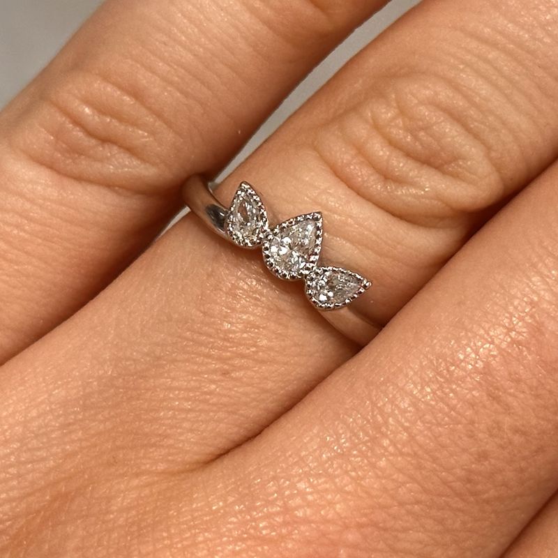 18ct White Gold Diamond Pear Trilogy Ring 0.33ct