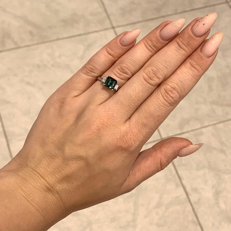 Platinum Green Tourmaline 2.06ct &amp; 0.20ct Diamonds Ring