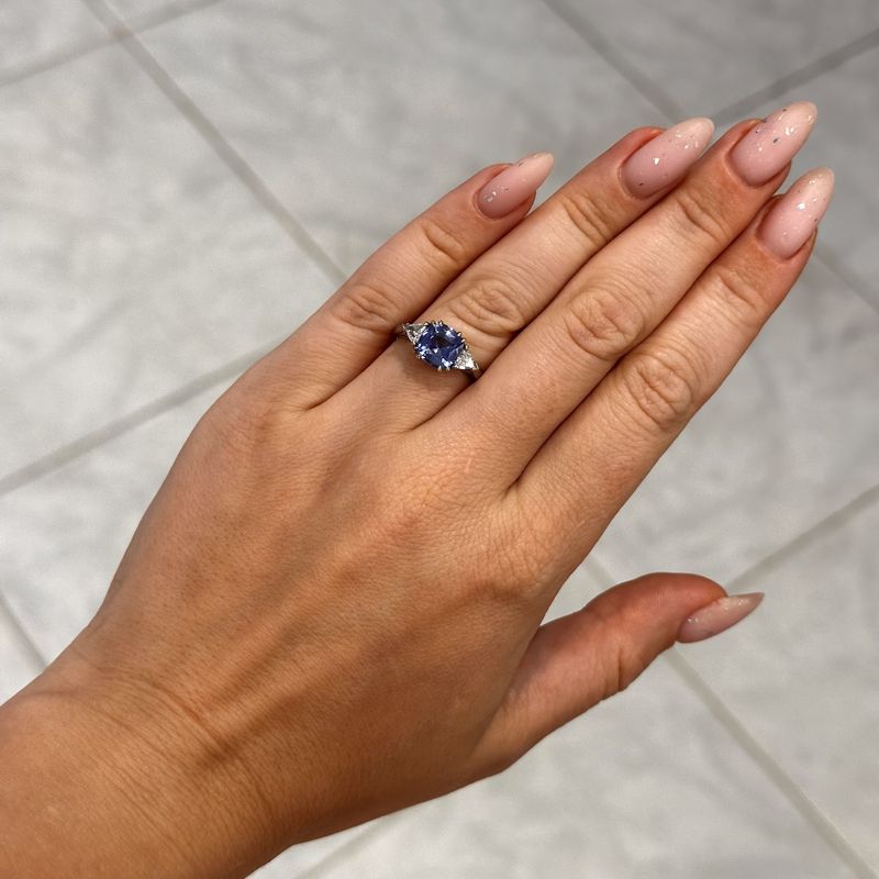 18ct White Gold 2.08ct Sapphire &amp; 0.37ct Diamond Ring