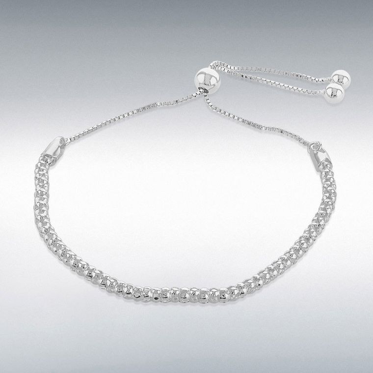 Silver Popcorn Slider Bracelet 28cm/11&quot;