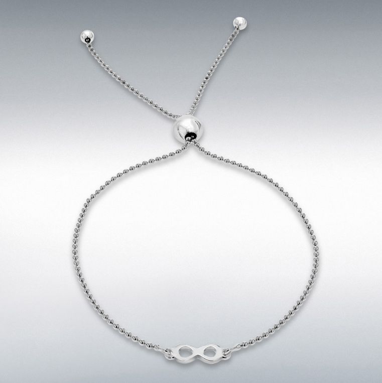 Infinity Silver Slider Bracelet 23cm/9&quot;