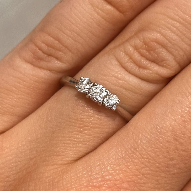 18ct White Gold Diamond Trilogy Ring 0.46ct