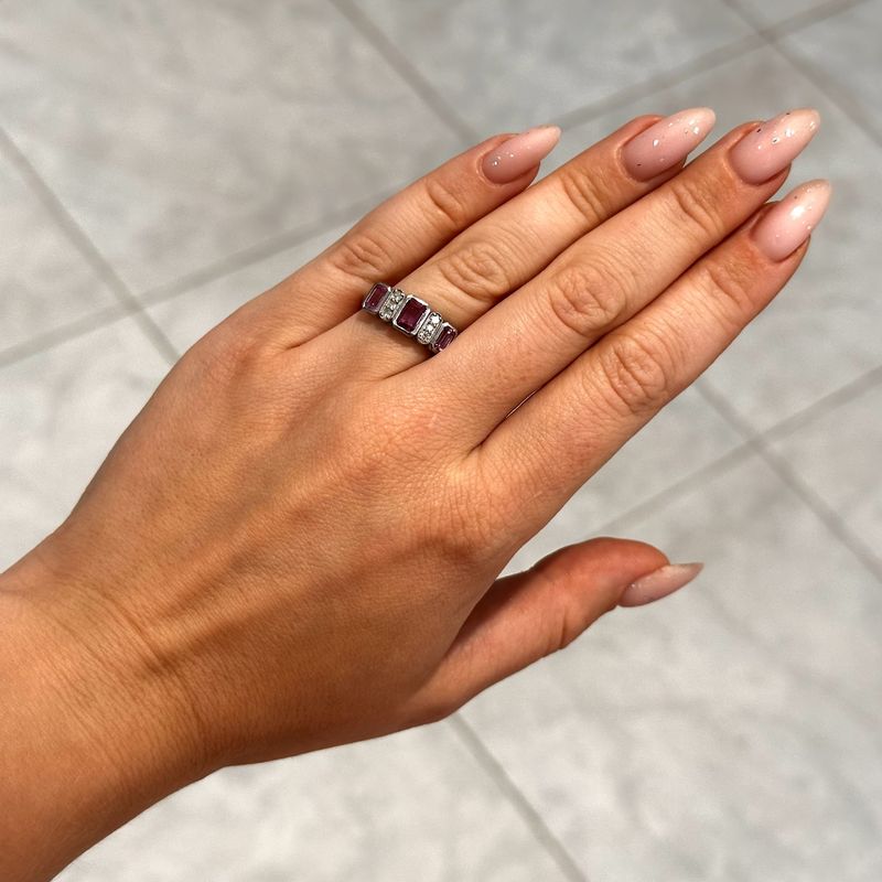 Platinum Pink Sapphire & Diamond Vintage Style Ring 1.2ct