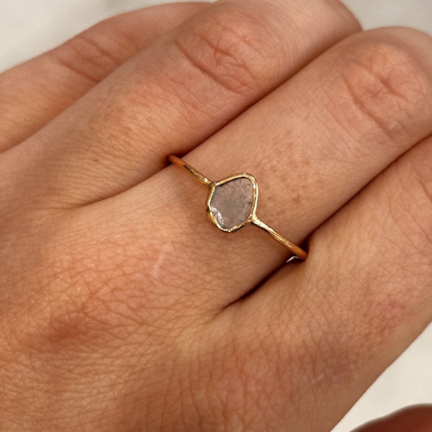 Pre-Owned 14ct Rose Gold Diamond Slice Ring, Size: Larger Slice