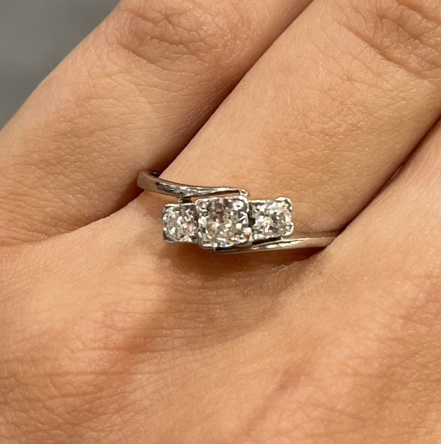 Pre-Owned 18ct White Gold 0.37ct Diamond Three Stone Ring