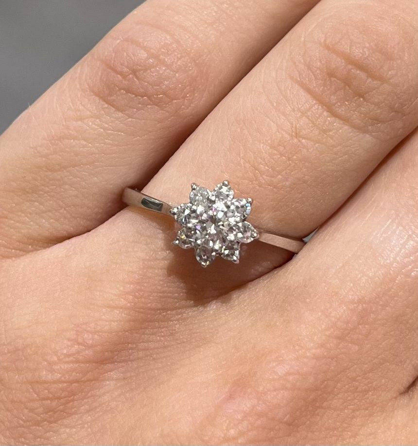 Pre-Owned 18ct White Gold 0.40ct Flower Cluster Diamond Ring