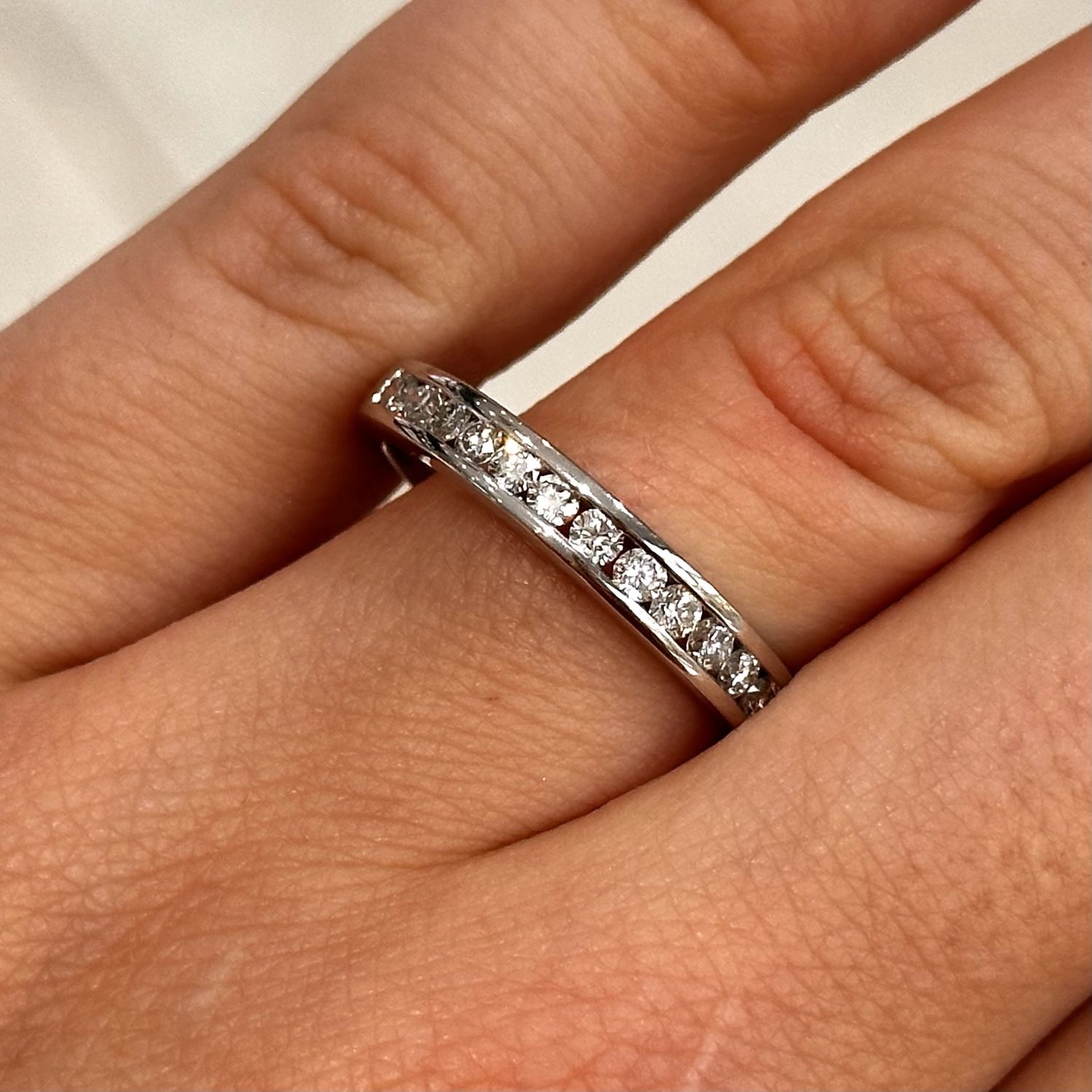 Pre-Owned 18ct White Gold Channel Set Diamond Half Eternity Ring 0.50ct