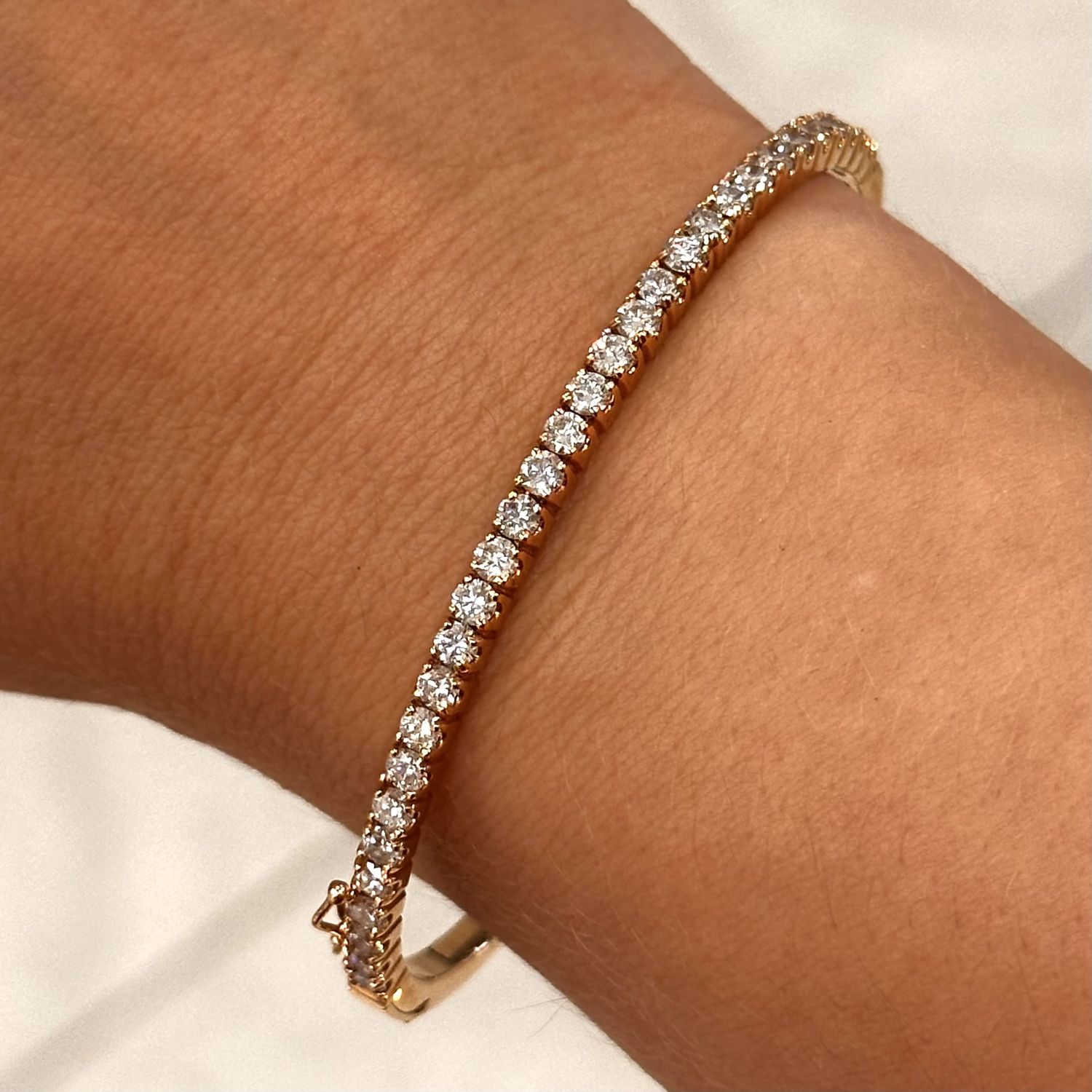 18ct Rose Gold Diamond Bangle 2.31ct F G/Si