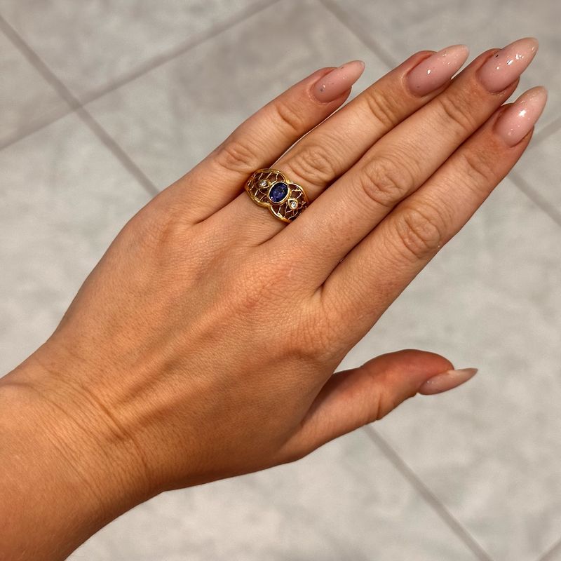 Pre-Owned 18ct Yellow Gold Sapphire and Diamond Ring