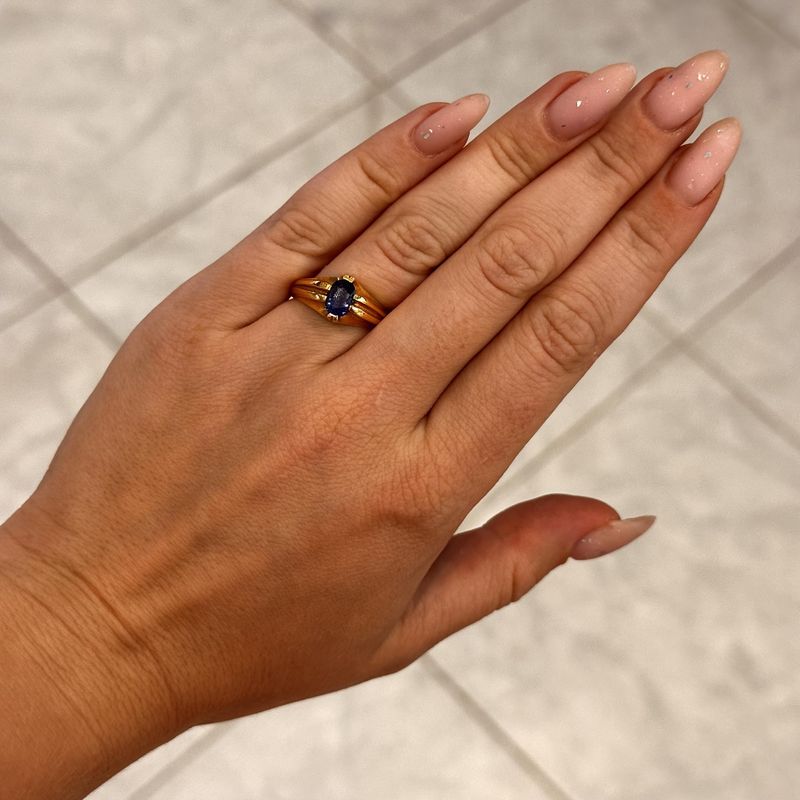 Pre-Owned 18ct Yellow Gold Sapphire Gypsy Ring