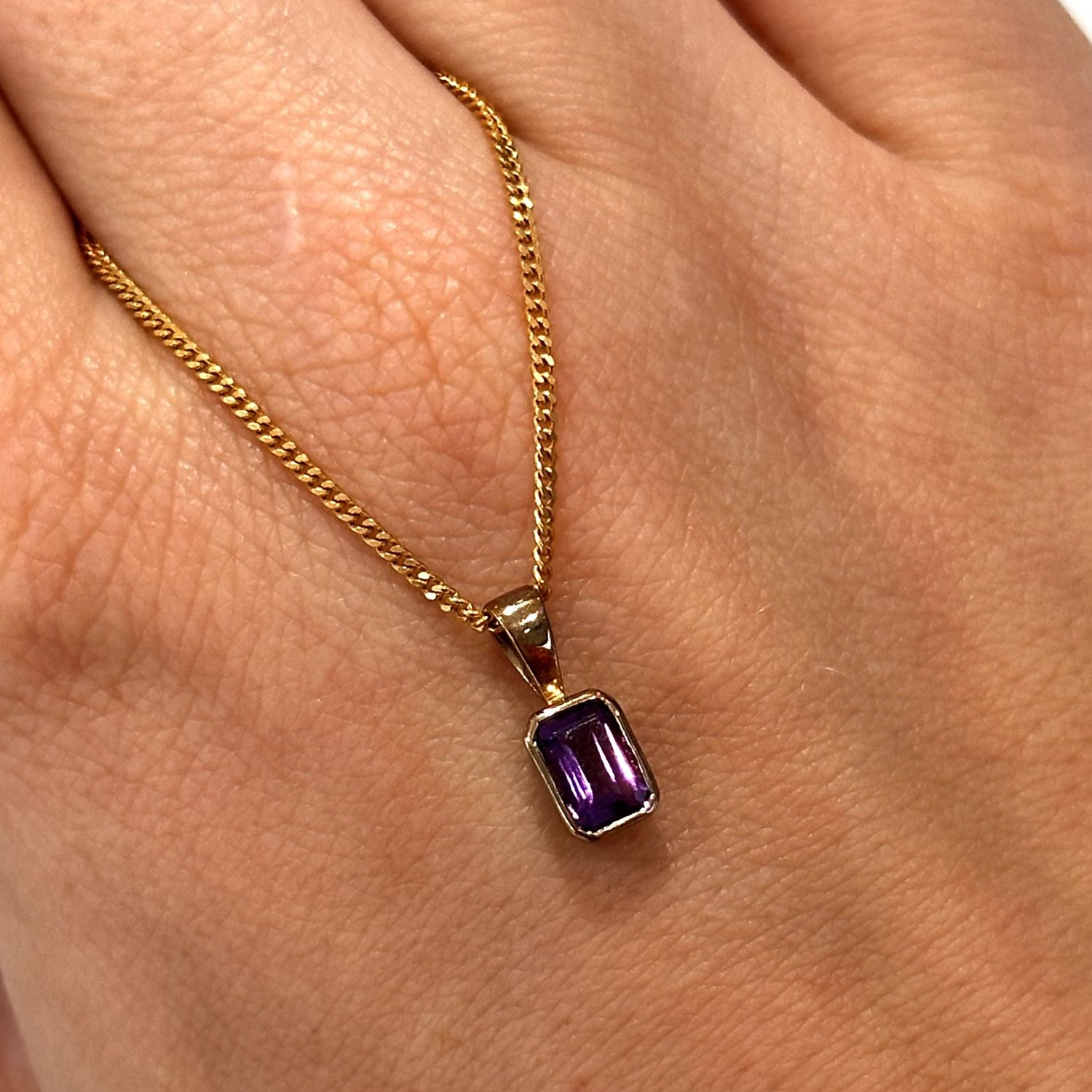9ct Yellow Gold Amethyst Octagonal Pendant 0.48ct