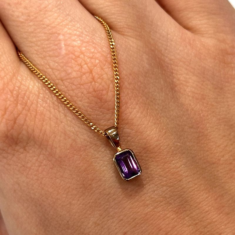 9ct Yellow Gold Amethyst Octagonal Pendant 0.48ct