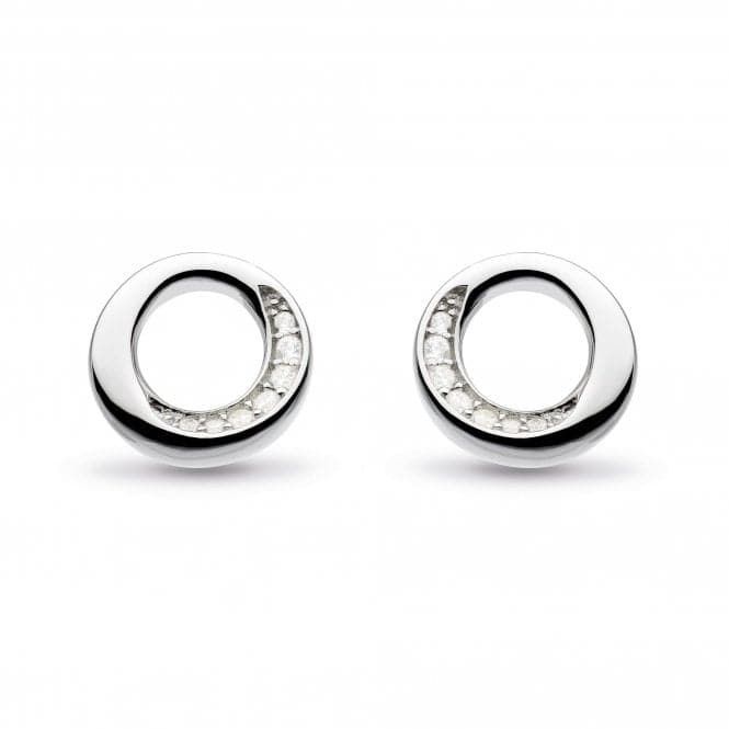 Silver Bevel Cirque Cubic Zirconia Studs