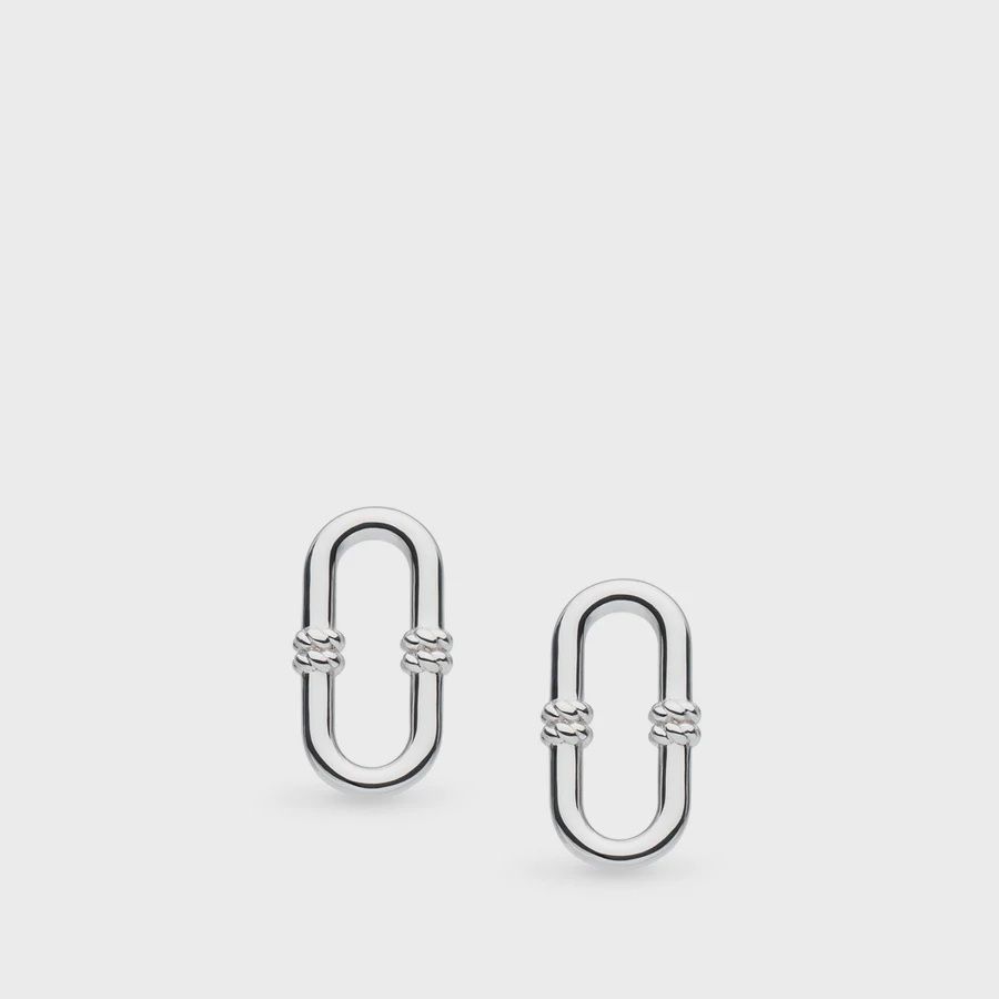 Silver Marina Rope Bar Link Stud Earrings
