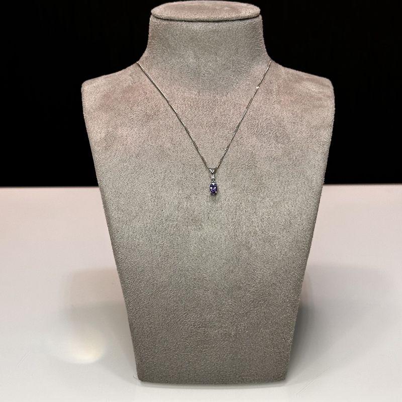 9ct White Gold Tanzanite &amp; Diamond Pendant