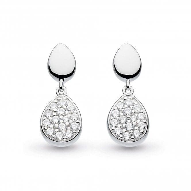 Silver Coast Pebble Glisten Pavé Drop Earrings