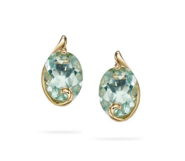 9ct Yellow Gold Green Fluorite Swirl Stud Earrings