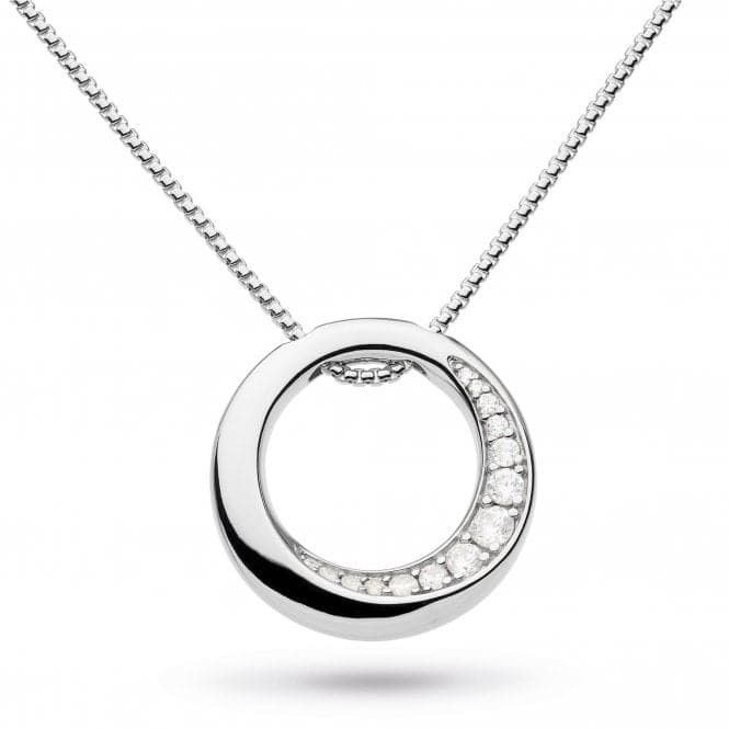 Silver Bevel Cirque Zirconia Pavé Necklace 18&quot;