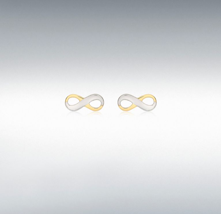 9ct Two-Tone Gold Infinity Stud Earrings