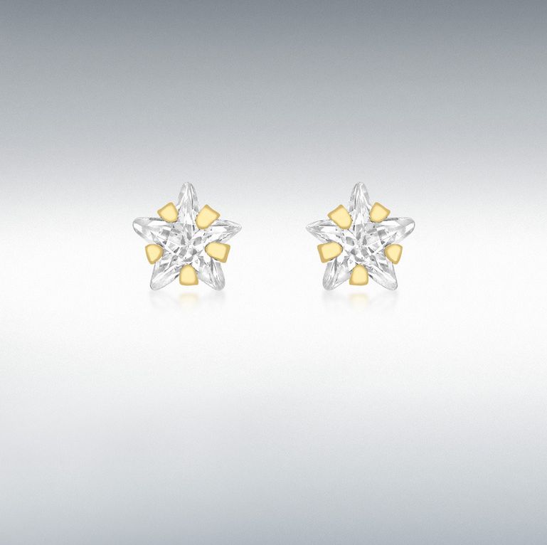 9ct Yellow Gold C/Zirconia Star Stud Earrings