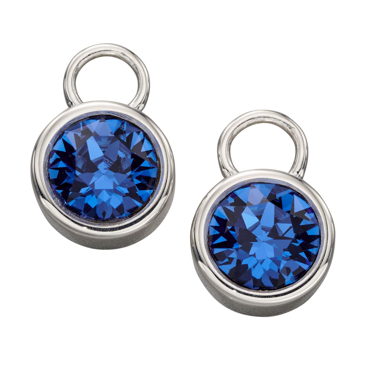 Silver Sapphire September Birthstone Earring Charms
