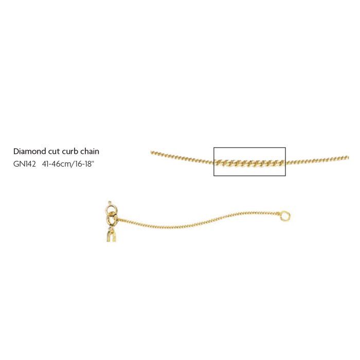9ct Yellow Gold Diamond-Cut Curb Chain 46cm