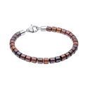 Stainless Steel Men&#39;s Bracelet with Wooden Beads