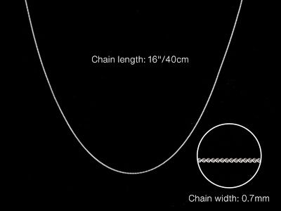 9ct White Gold 0.7mm Diamond-Cut Curb Chain, Length: 16&quot;/40cm