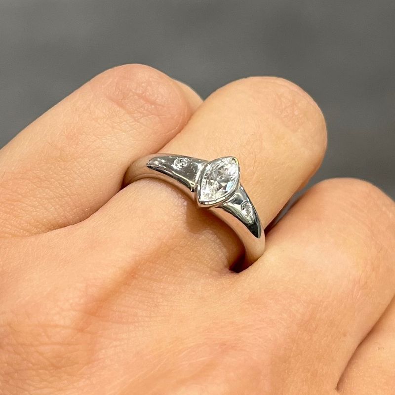 Pre-Owned 18ct White Gold 0.47ct H Si1 Diamond Marquise Cut Ring
