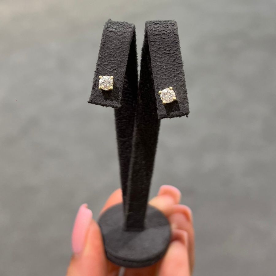 9ct Yellow Gold 0.41ct I Si1 Diamond Solitaire Stud Earrings