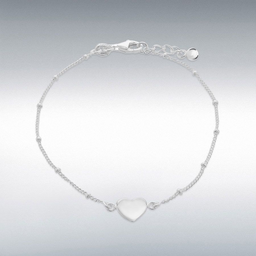 Sterling Silver Ball Chain Heart Bracelet